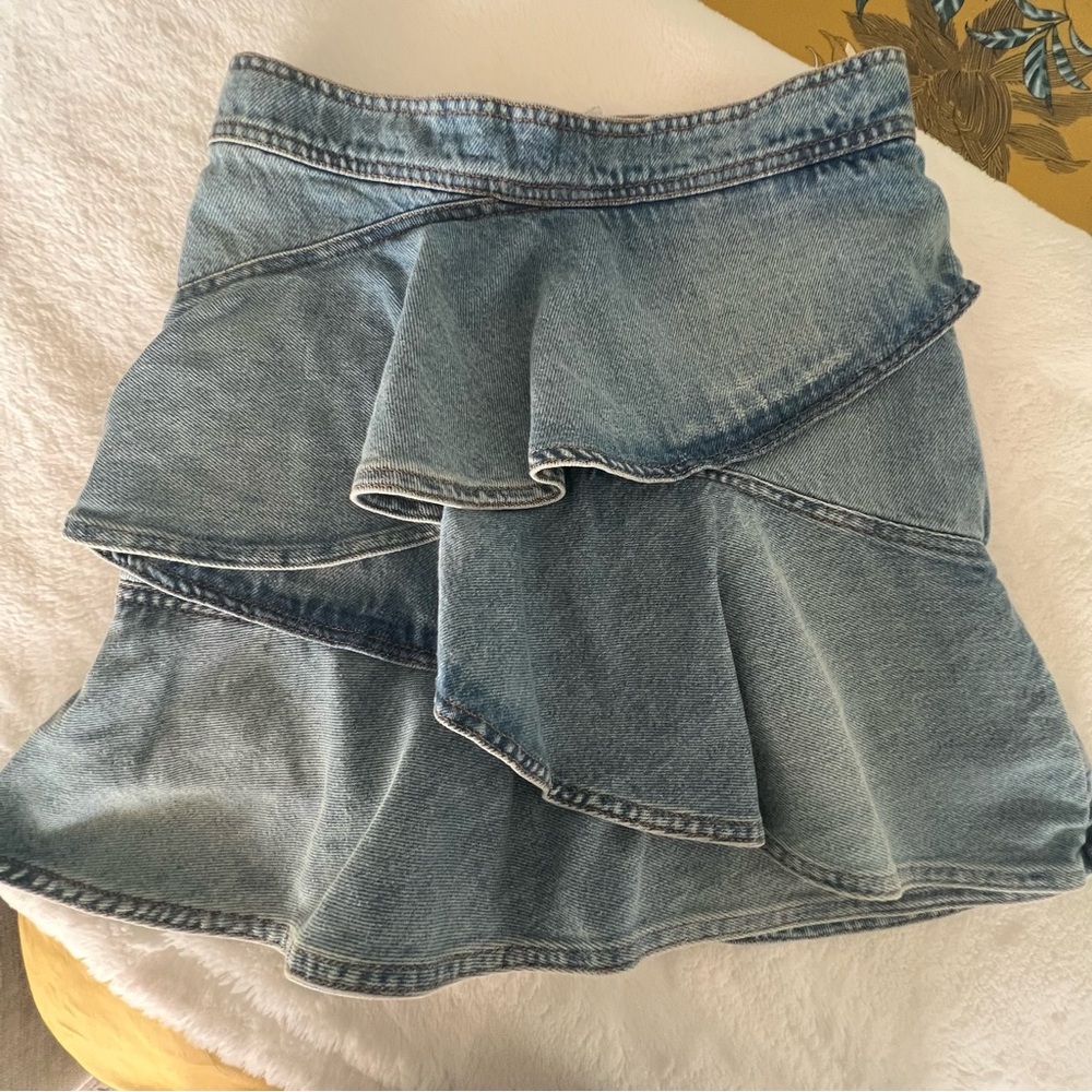 Isabel Marant Etoile Denim Ruffle Mini Skirt